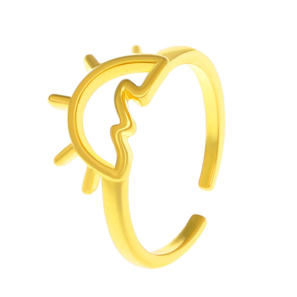 Simple Style Sun Sea Wave Copper Plating Hollow Out Open Ring