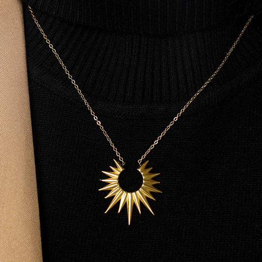 304 Stainless Steel Simple Style Polishing Plating Sun Pendant Necklace