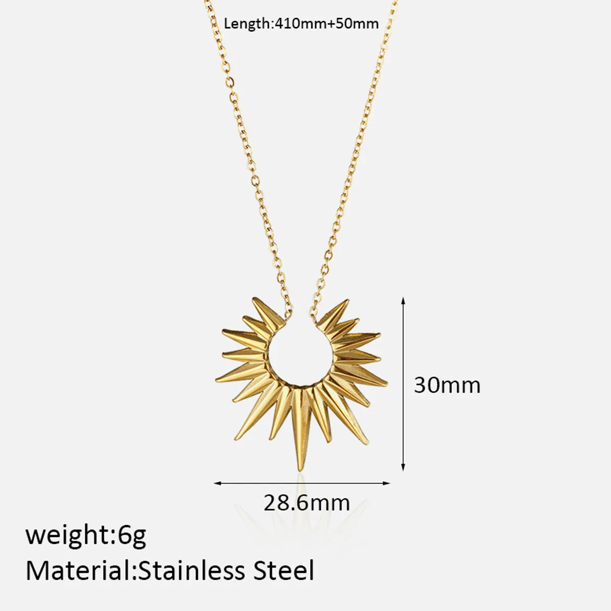 304 Stainless Steel Simple Style Polishing Plating Sun Pendant Necklace