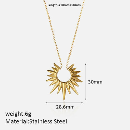 304 Stainless Steel Simple Style Polishing Plating Sun Pendant Necklace