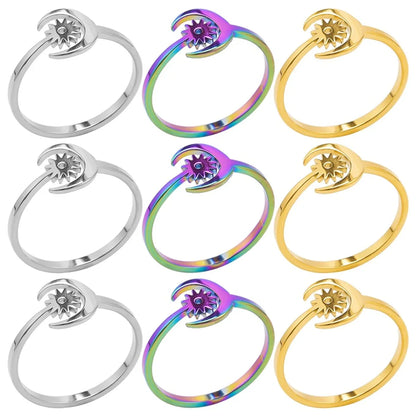 Wholesale Jewelry Simple Style Sun 304 Stainless Steel 18K Gold Plated Polishing Rings