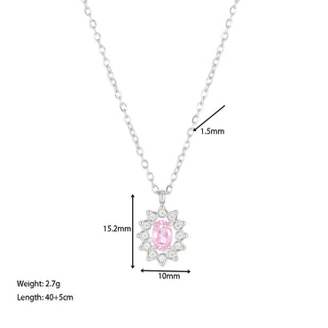 Simple Style Sun Stainless Steel White Gold Plated Gold Plated Zircon Pendant Necklace In Bulk