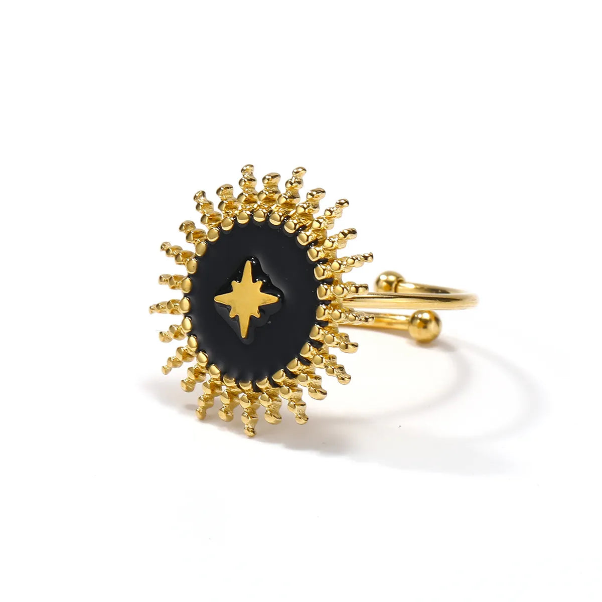 Simple Style Sun Star Stainless Steel Enamel Plating Gold Plated Open Rings