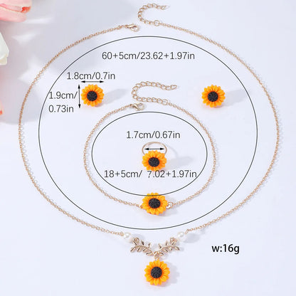 Simple Style Sunflower Alloy Glass Plating Women'S Jewelry Set