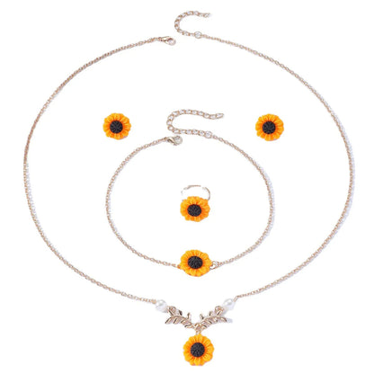 Simple Style Sunflower Alloy Glass Plating Women'S Jewelry Set