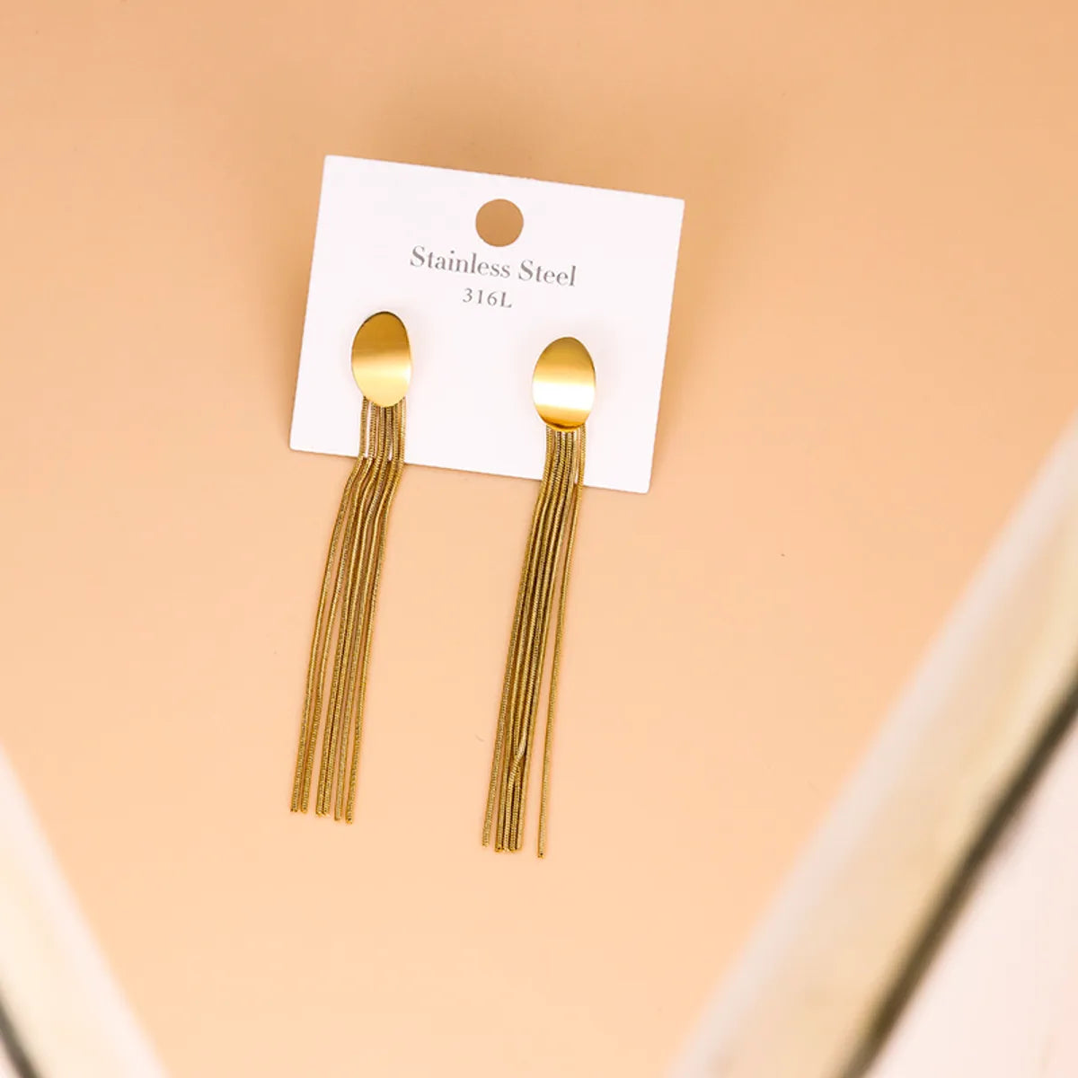 Simple Style Tassel Stainless Steel Tassel Gold Plated Drop Earrings 1 Pair