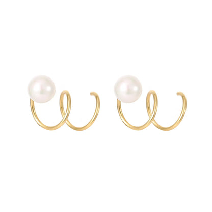 Simple Style The Answer Imitation Pearl Sterling Silver Women'S Earrings