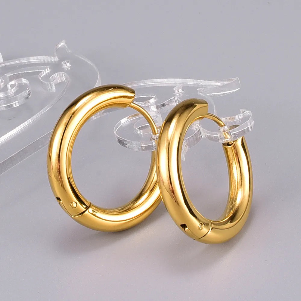 Simple Style Plating 304 Stainless Steel Titanium Steel 18K Gold Plated Earrings