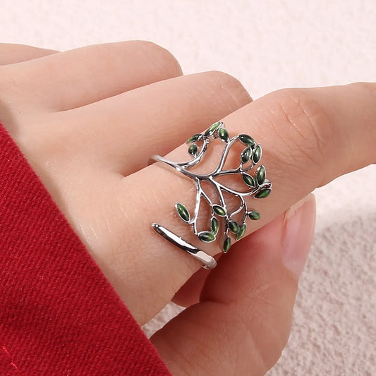 Simple Style Tree Alloy Enamel Women's Open Ring