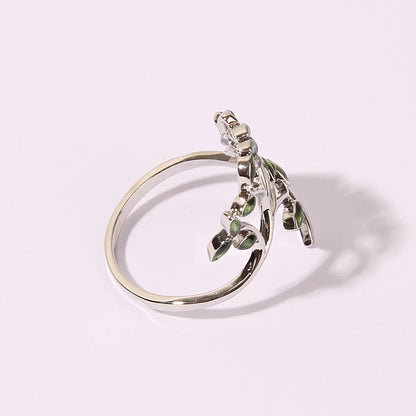 Simple Style Tree Alloy Enamel Women's Open Ring