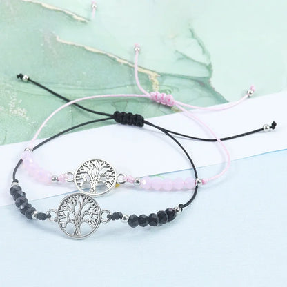 Simple Style Tree Artificial Crystal Alloy Beaded Unisex Drawstring Bracelets