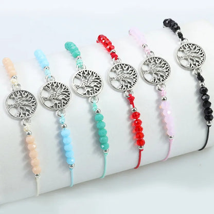 Simple Style Tree Artificial Crystal Alloy Beaded Unisex Drawstring Bracelets