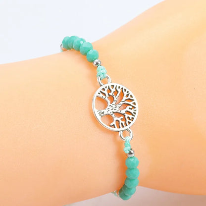 Simple Style Tree Artificial Crystal Alloy Beaded Unisex Drawstring Bracelets