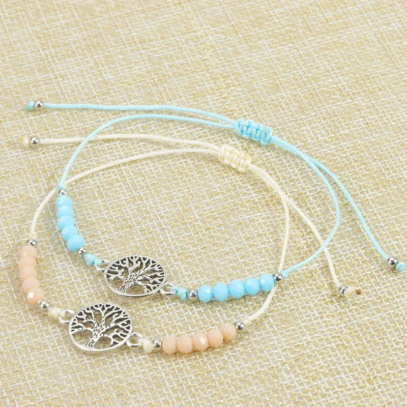 Simple Style Tree Artificial Crystal Alloy Beaded Unisex Drawstring Bracelets