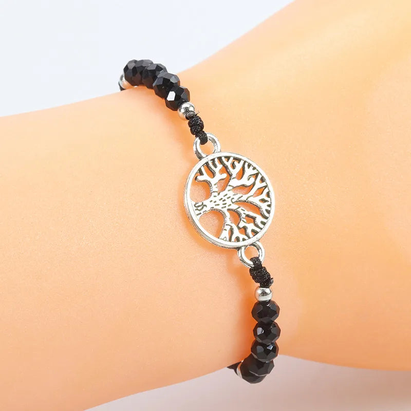 Simple Style Tree Artificial Crystal Alloy Beaded Unisex Drawstring Bracelets