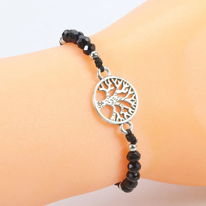 Simple Style Tree Artificial Crystal Alloy Beaded Unisex Drawstring Bracelets