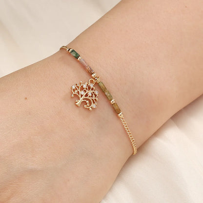 Simple Style Tree Copper Bracelets Pearl Zircon Copper Bracelets