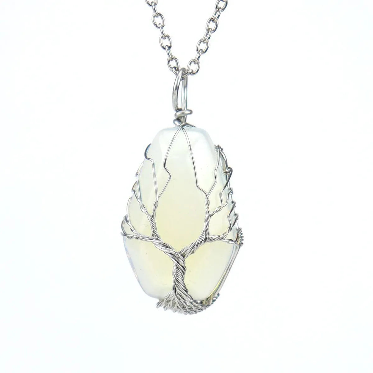 Simple Style Tree Crystal Agate Ferroalloy Wholesale Pendant Necklace