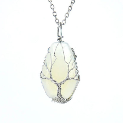 Simple Style Tree Crystal Agate Ferroalloy Wholesale Pendant Necklace