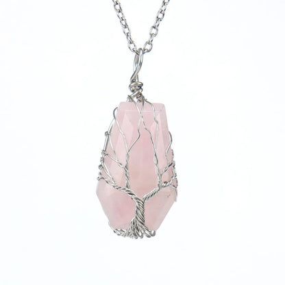 Simple Style Tree Crystal Agate Ferroalloy Wholesale Pendant Necklace