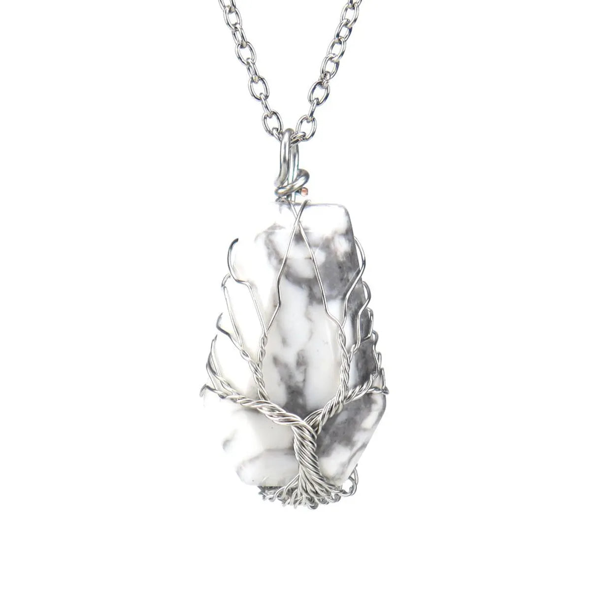 Simple Style Tree Crystal Agate Ferroalloy Wholesale Pendant Necklace