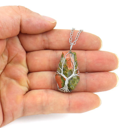 Simple Style Tree Crystal Agate Ferroalloy Wholesale Pendant Necklace