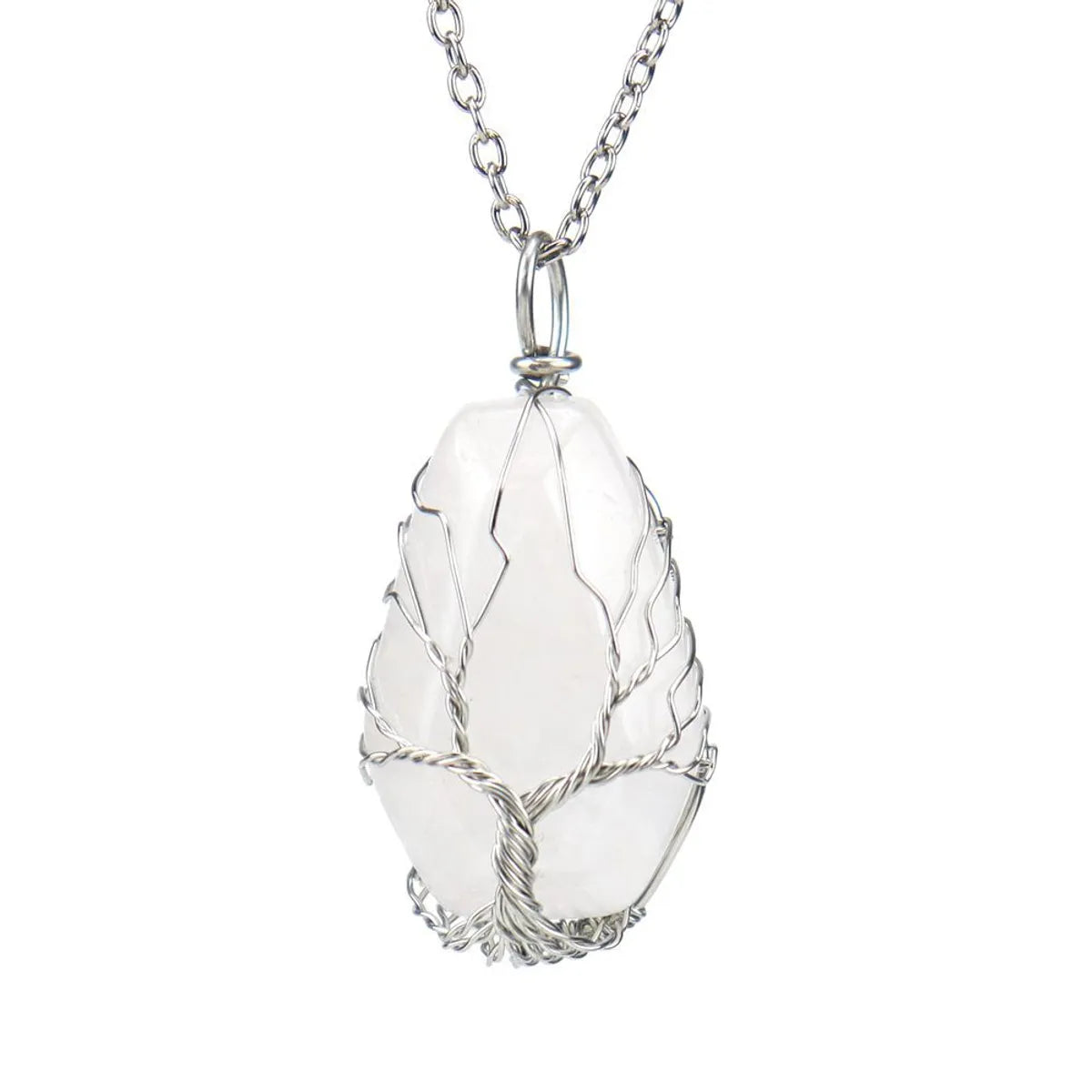 Simple Style Tree Crystal Agate Ferroalloy Wholesale Pendant Necklace