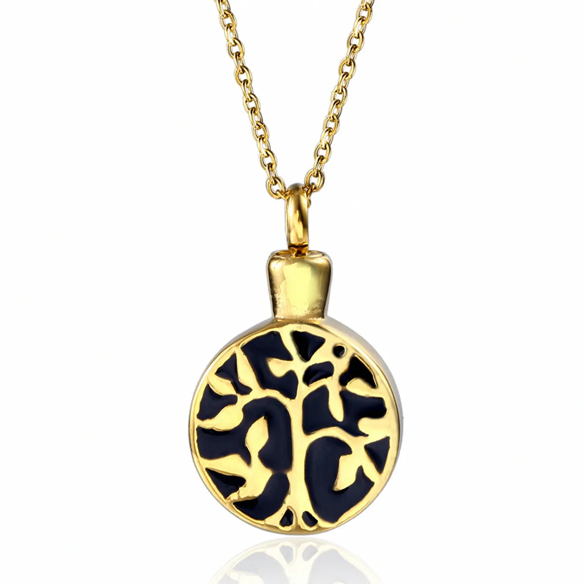 Simple Style Tree Titanium Steel Enamel Pendant Necklace