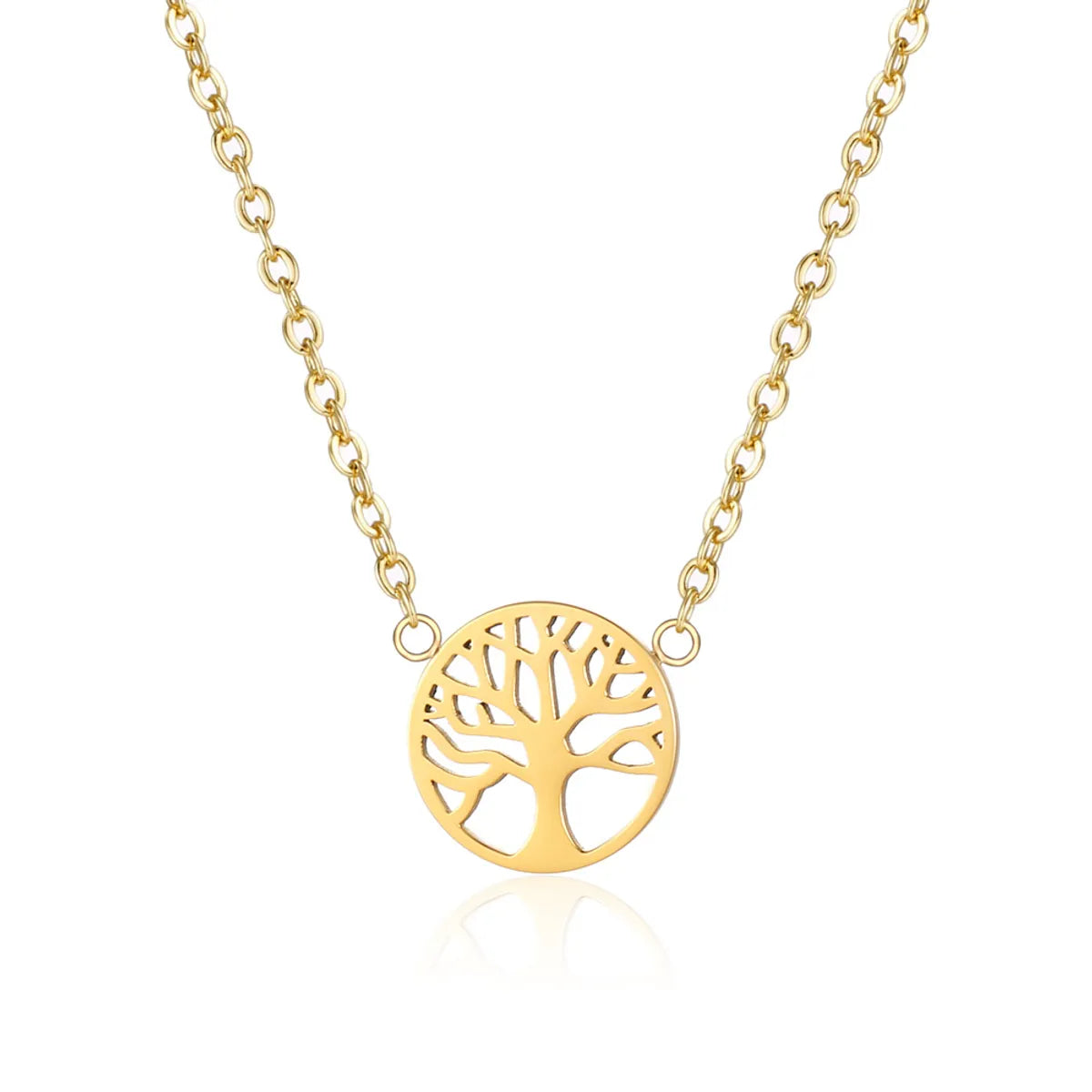 Simple Style Tree Titanium Steel Inlaid Gold Pendant Necklace 1 Piece