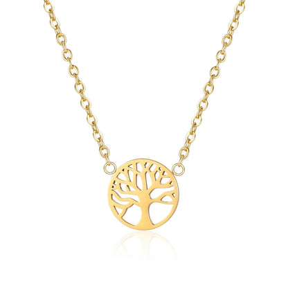 Simple Style Tree Titanium Steel Inlaid Gold Pendant Necklace 1 Piece