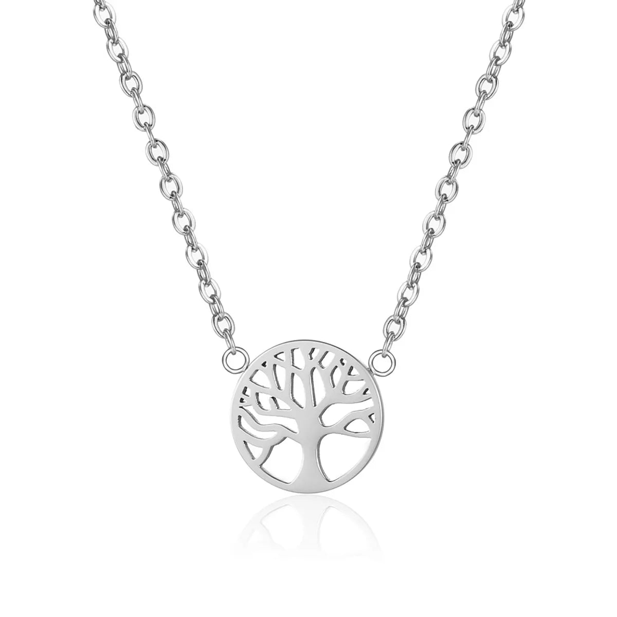 Simple Style Tree Titanium Steel Inlaid Gold Pendant Necklace 1 Piece