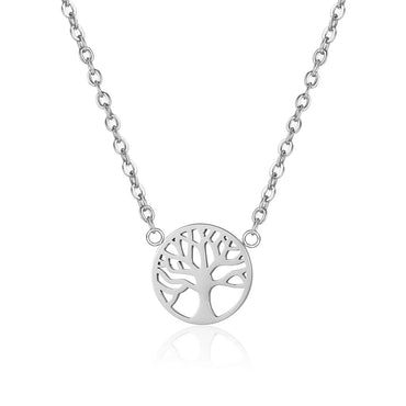 Simple Style Tree Titanium Steel Inlaid Gold Pendant Necklace 1 Piece