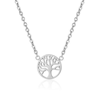 Simple Style Tree Titanium Steel Inlaid Gold Pendant Necklace 1 Piece