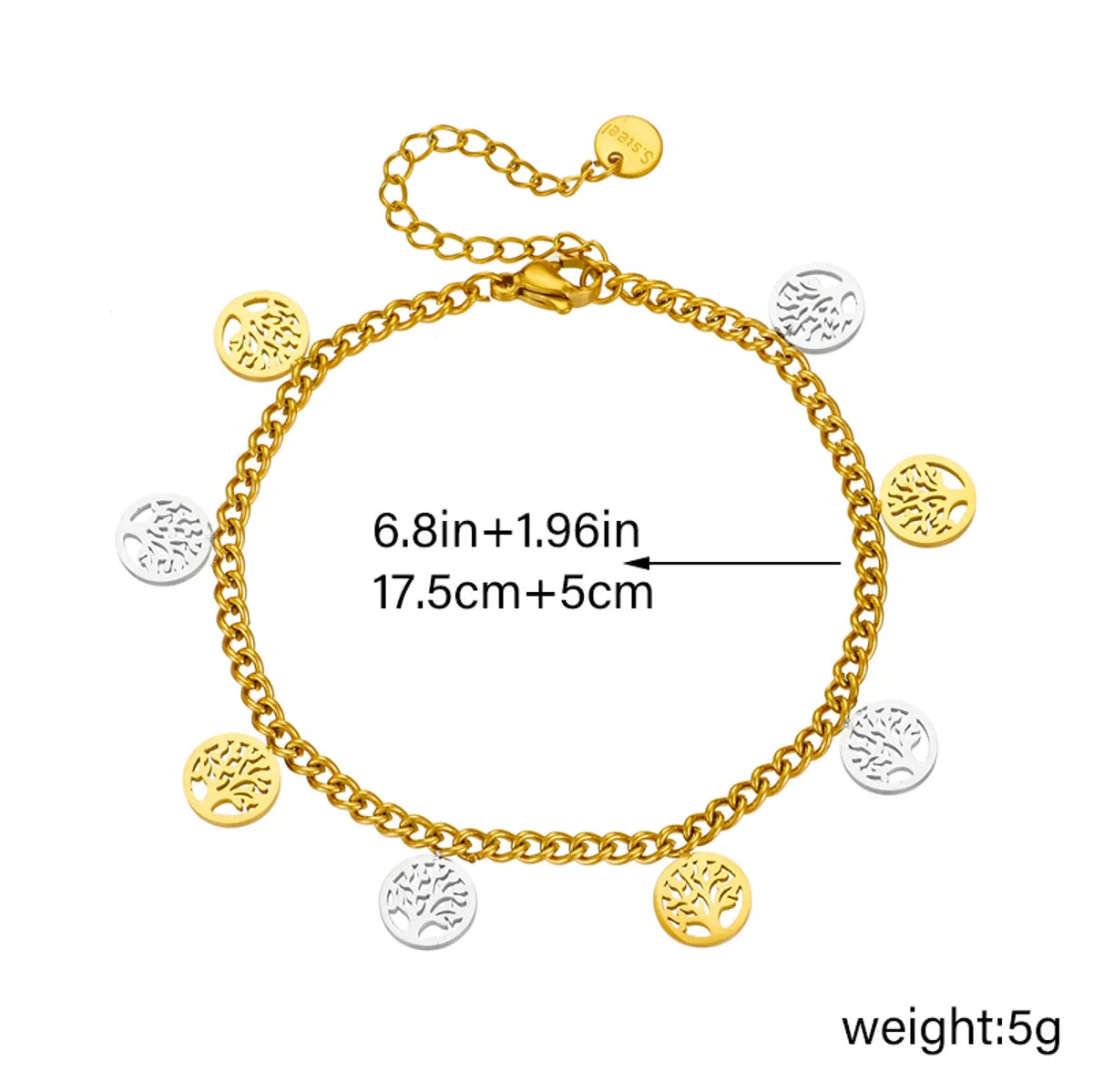 Simple Style Tree Titanium Steel Plating 18k Gold Plated Bracelets