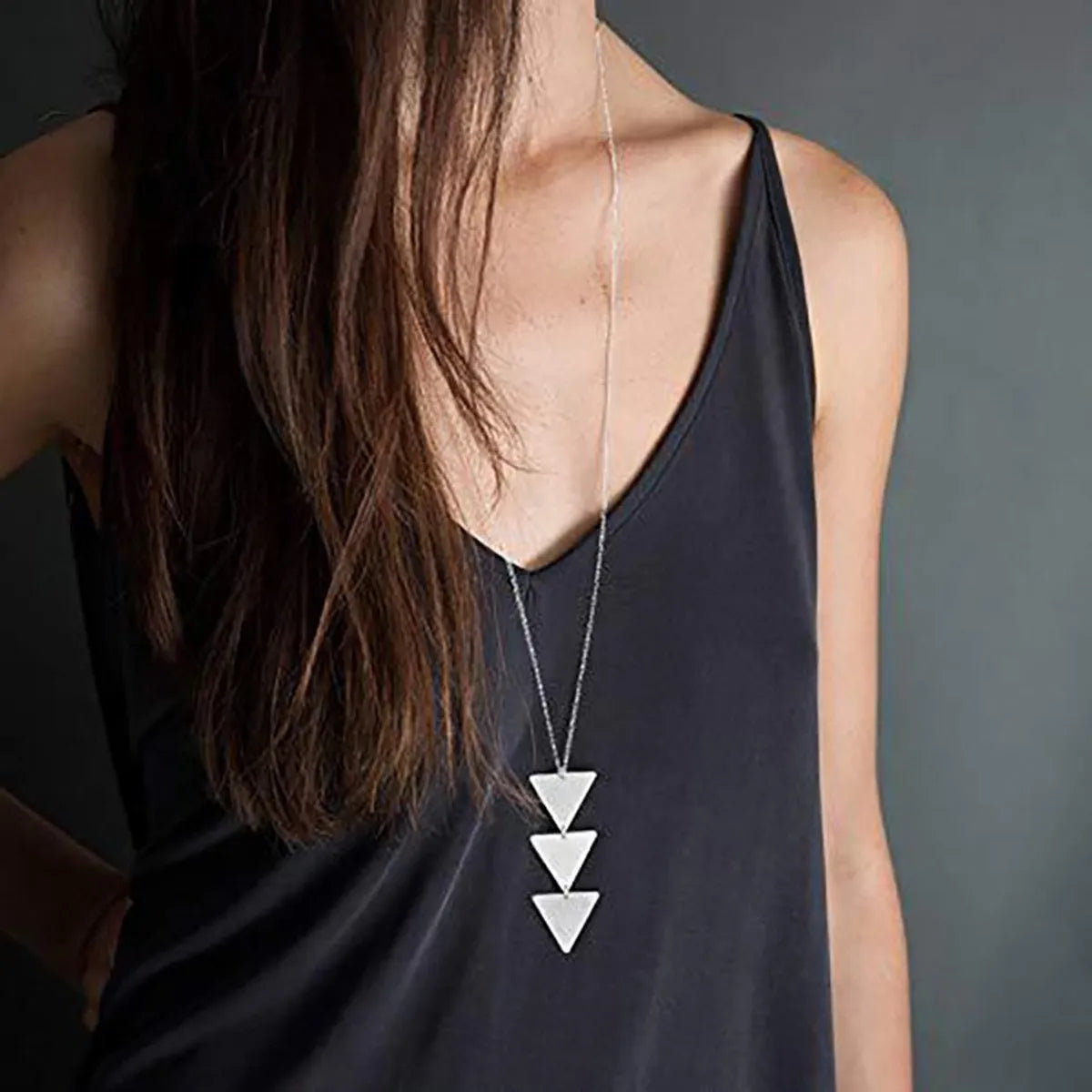 Simple Style Triangle Alloy Copper Plating Women'S Pendant Necklace Long Necklace