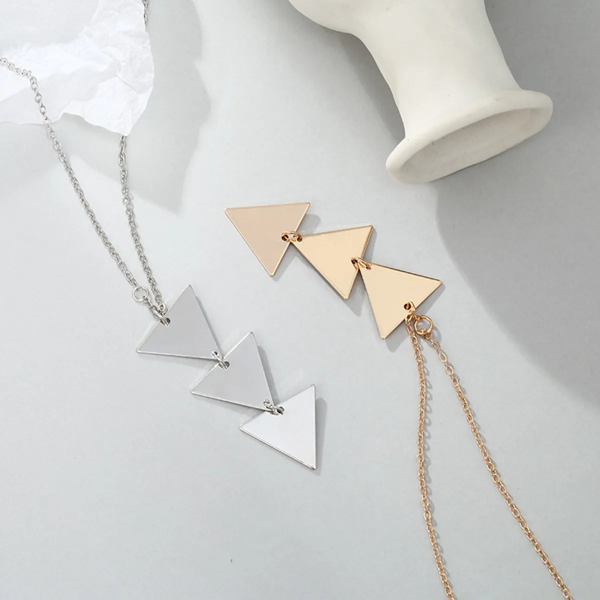 Simple Style Triangle Alloy Copper Plating Women'S Pendant Necklace Long Necklace