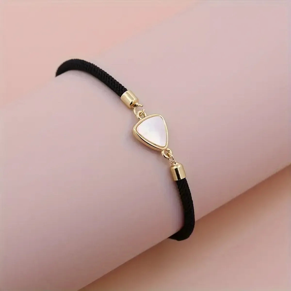 Simple Style Triangle Copper 18k Gold Plated Zircon Drawstring Bracelets In Bulk