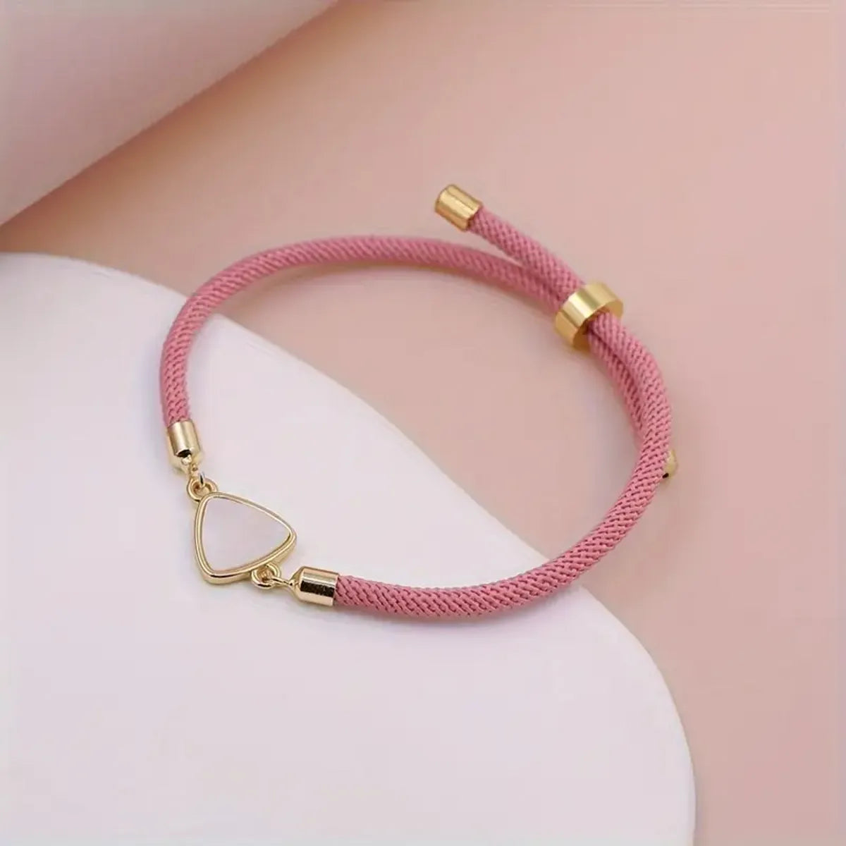 Simple Style Triangle Copper 18k Gold Plated Zircon Drawstring Bracelets In Bulk