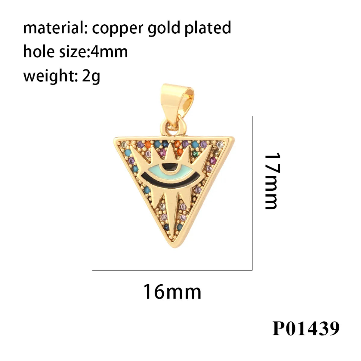 Simple Style Triangle Pentagram Devil'S Eye Copper Enamel Plating Inlay Zircon 18k Gold Plated Charms