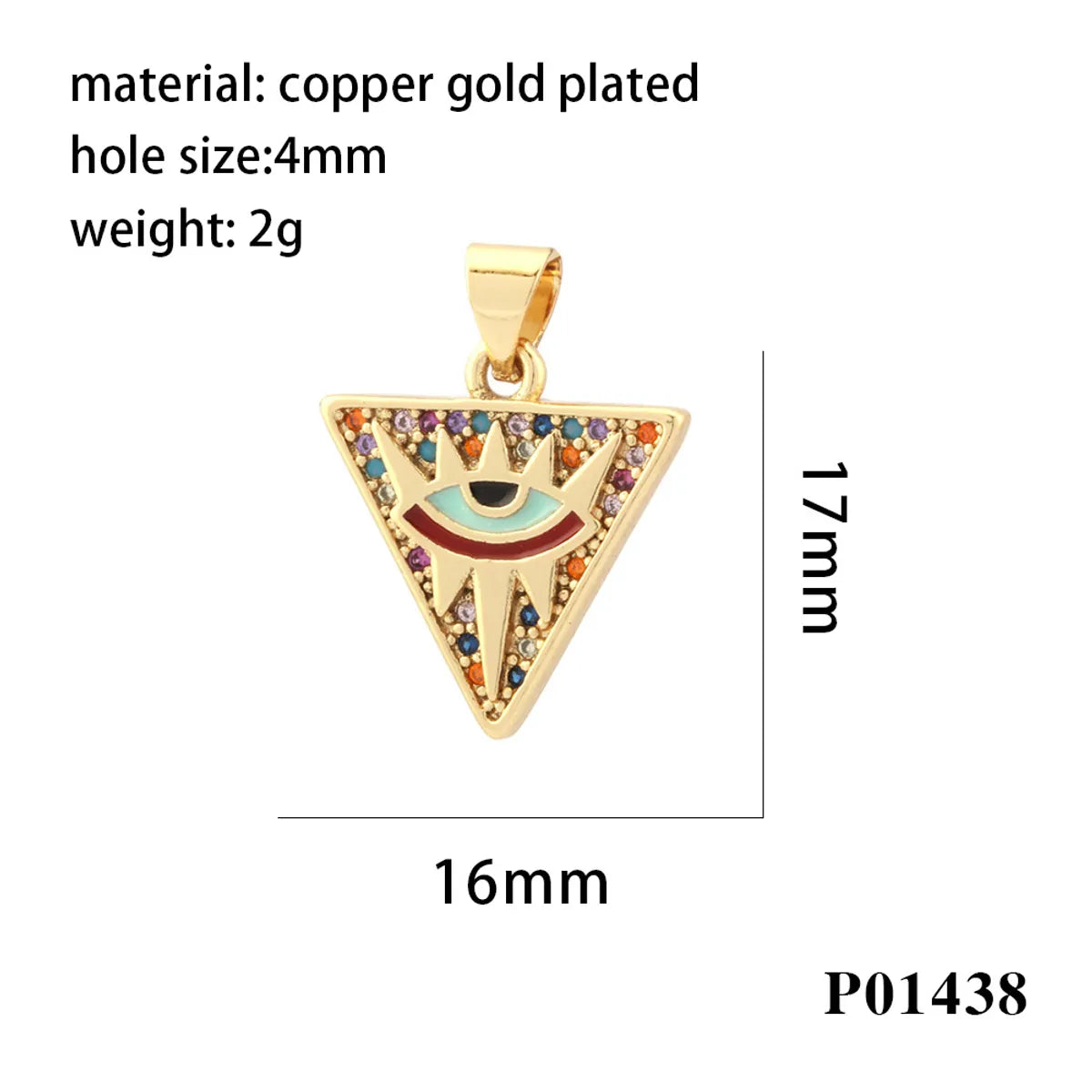 Simple Style Triangle Pentagram Devil'S Eye Copper Enamel Plating Inlay Zircon 18k Gold Plated Charms