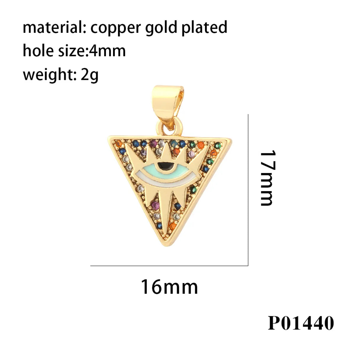 Simple Style Triangle Pentagram Devil'S Eye Copper Enamel Plating Inlay Zircon 18k Gold Plated Charms