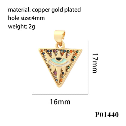 Simple Style Triangle Pentagram Devil'S Eye Copper Enamel Plating Inlay Zircon 18k Gold Plated Charms