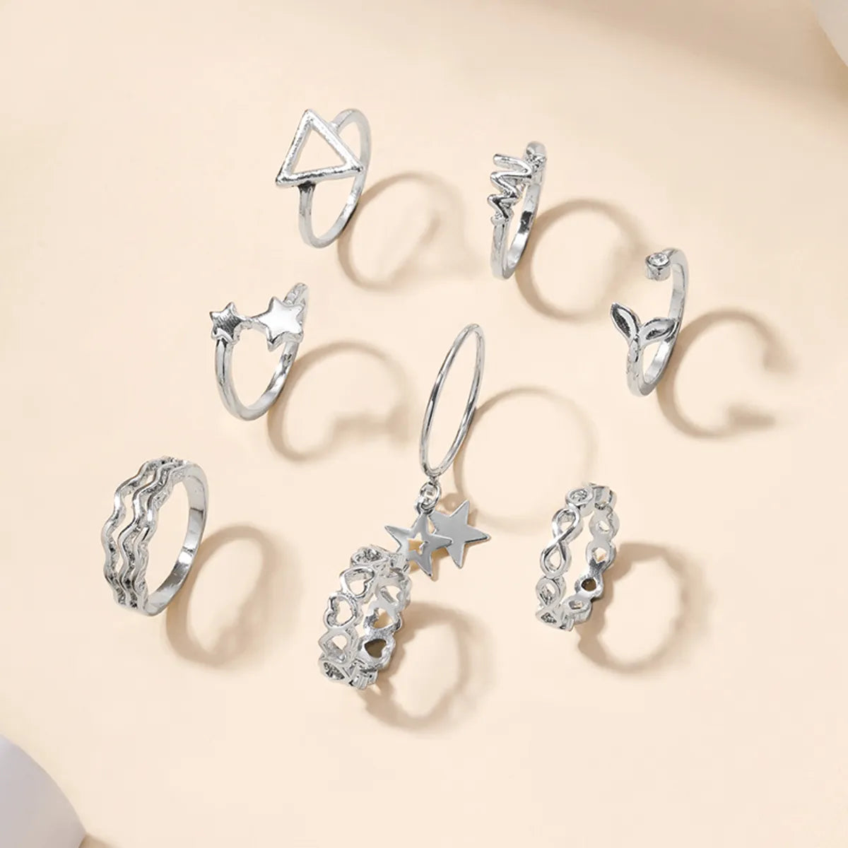 Simple Style Triangle Star Alloy Inlay Zircon Women'S Rings