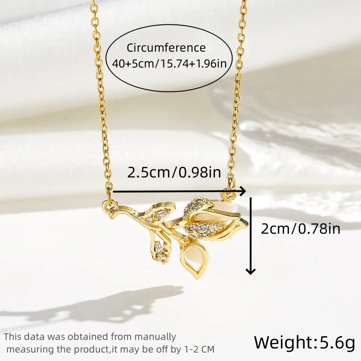 Simple Style Tulip Titanium Steel Plating Inlay Opal Zircon Gold Plated Silver Plated Pendant Necklace