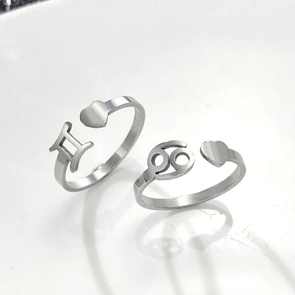 Simple Style Twelve Constellation Stainless Steel Open Rings