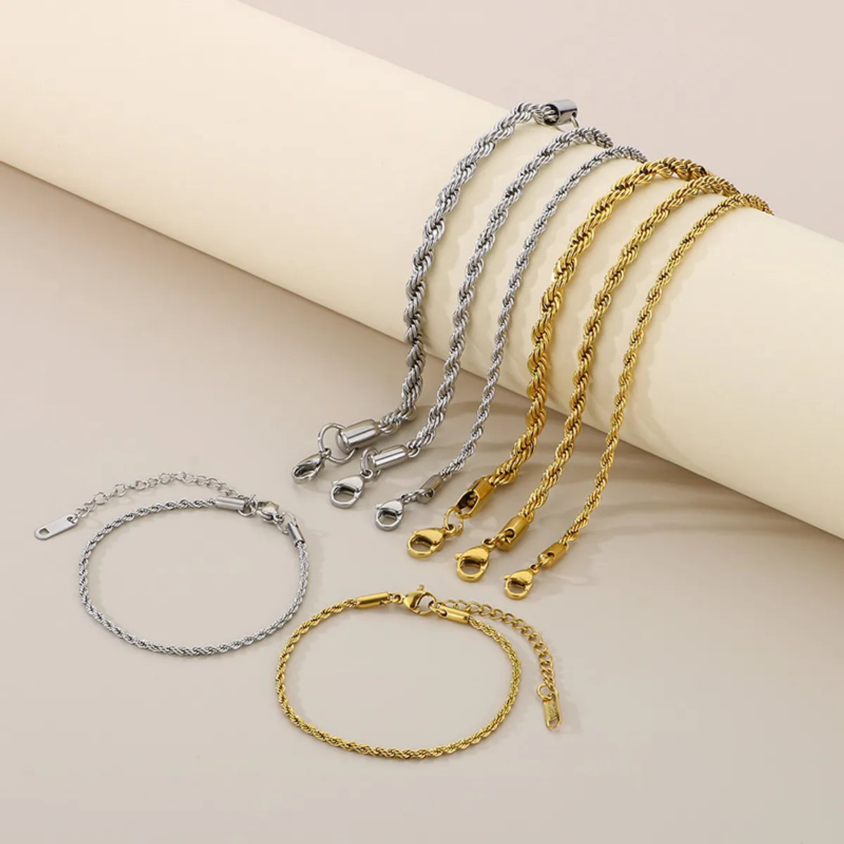 Simple Style Twist 304 Stainless Steel 18K Gold Plated Bracelets In Bulk