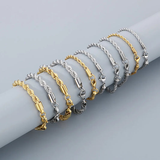 Simple Style Twist 304 Stainless Steel 18K Gold Plated Bracelets In Bulk