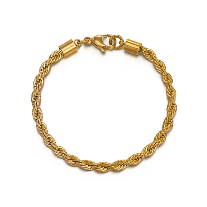 Simple Style Twist Stainless Steel Gold Plated Bracelets