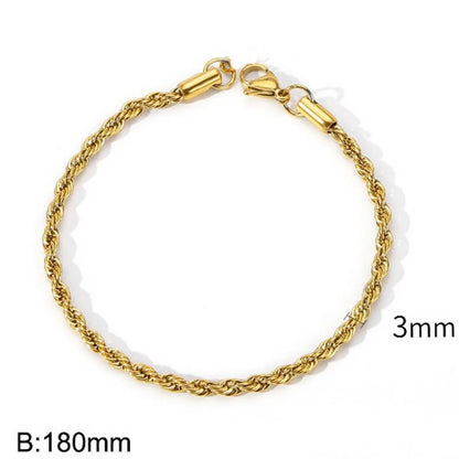 Simple Style Twist Stainless Steel 18K Gold Plated Bracelets In Bulk