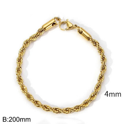 Simple Style Twist Stainless Steel 18K Gold Plated Bracelets In Bulk